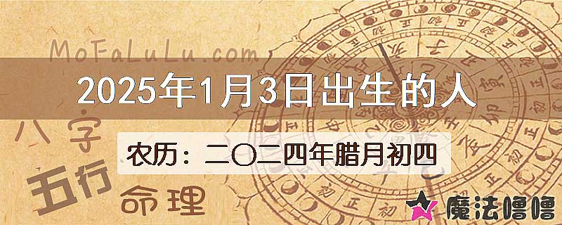 2025年1月3日出生的八字怎么样？